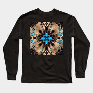 Blue Crystal Pattern Long Sleeve T-Shirt